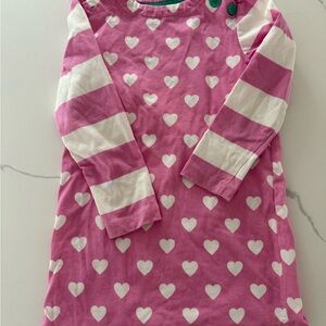 Mini Boden Pink Dress with White Hearts